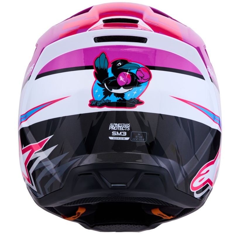 Motokrosová helma na motorku Alpinestars S-M3 Falcon fialovo-bílo-fluo růžová