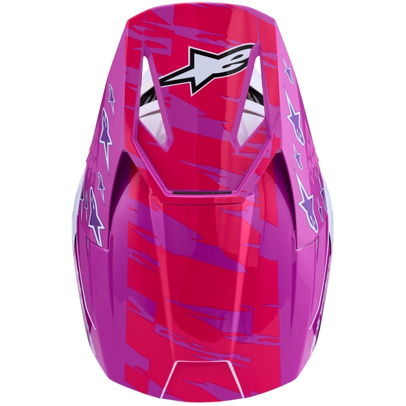Motokrosová helma na motorku Alpinestars S-M3 Falcon fialovo-bílo-fluo růžová