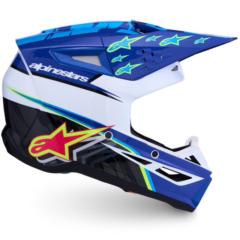 Motokrosová helma na motorku Alpinestars S-M3 Falcon modro-bílo-černá