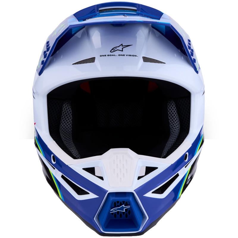 Motokrosová helma na motorku Alpinestars S-M3 Falcon modro-bílo-černá