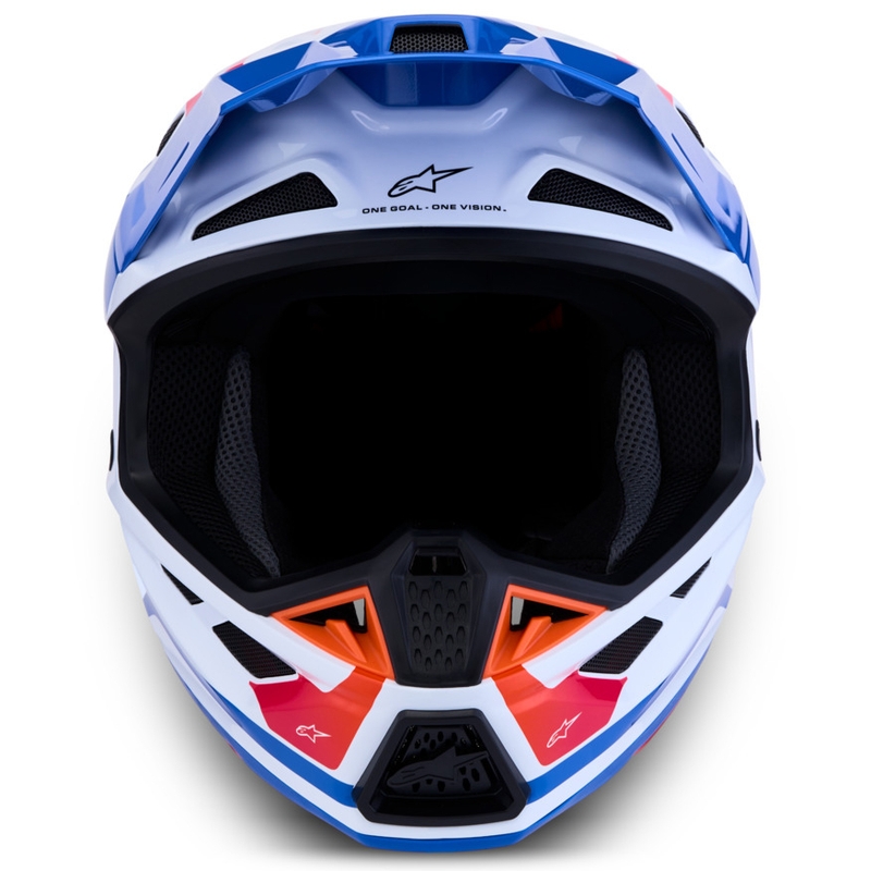 Motokrosová helma na motorku Alpinestars Supertech S-M7 Core bílo-modro-oranžová