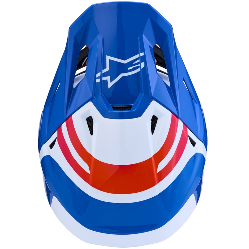 Motokrosová helma na motorku Alpinestars Supertech S-M7 Core bílo-modro-oranžová