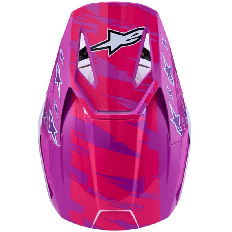 Dětská motokrosová helma na motorku Alpinestars S-M3 Falcon fialovo-bílo-černá