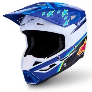 Dětská motokrosová helma na motorku Alpinestars S-M3 Falcon modro-bílo-černá