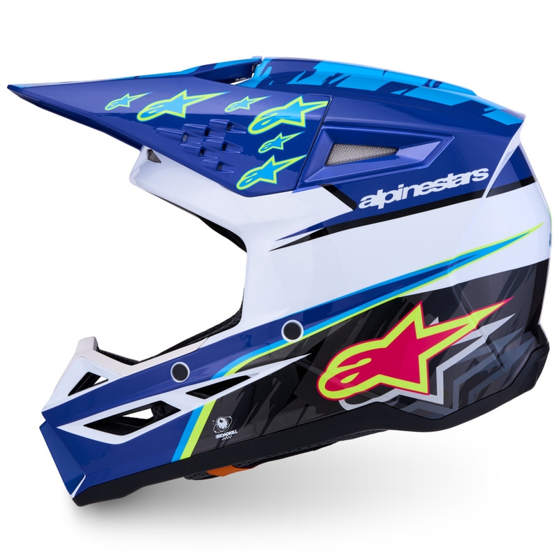 Dětská motokrosová helma na motorku Alpinestars S-M3 Falcon modro-bílo-černá