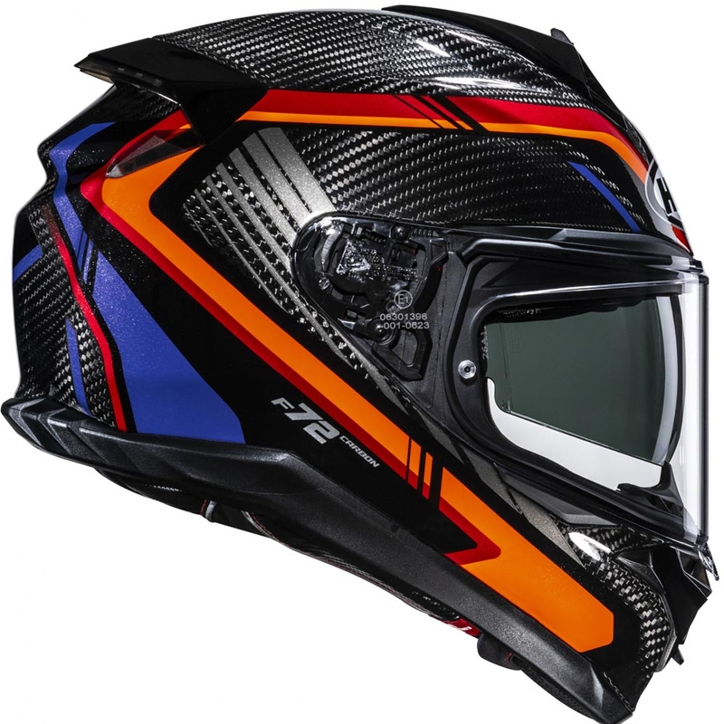 Integrální helma na motorku HJC F72 Carbon Kairo MC8 černo-oranžovo-červeno-fialová
