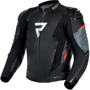 Kožená bunda na motorku Rebelhorn Veloce černo-fluo červená