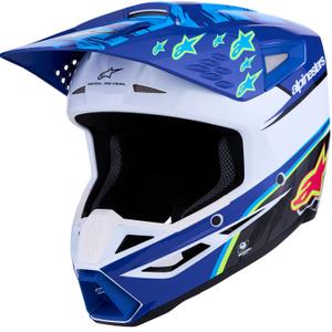 Dětská motokrosová helma na motorku Alpinestars S-M3 Falcon modro-bílo-černá