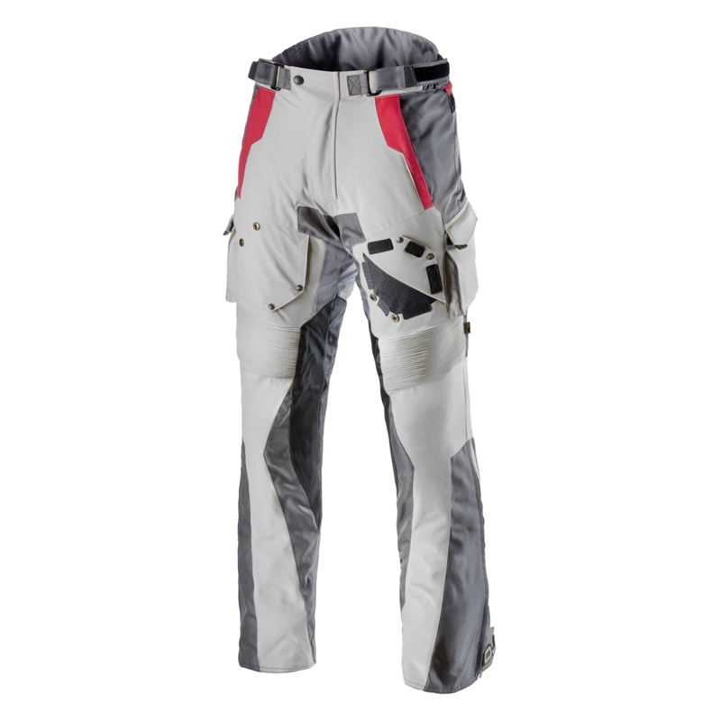 Kalhoty na motorku OJ Desert stříbrná-červená