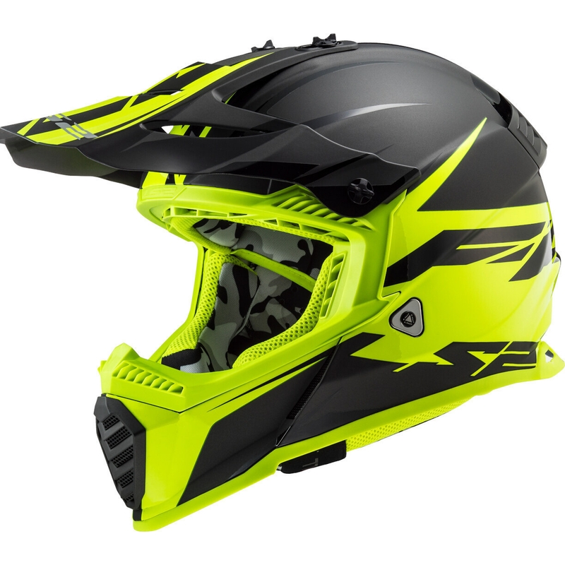 Motokrosová přilba LS2 MX437 Fast Evo Roar černo-fluo žlutá