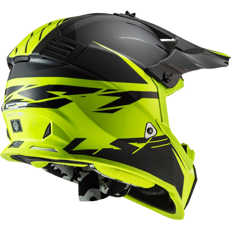 Motokrosová přilba LS2 MX437 Fast Evo Roar černo-fluo žlutá