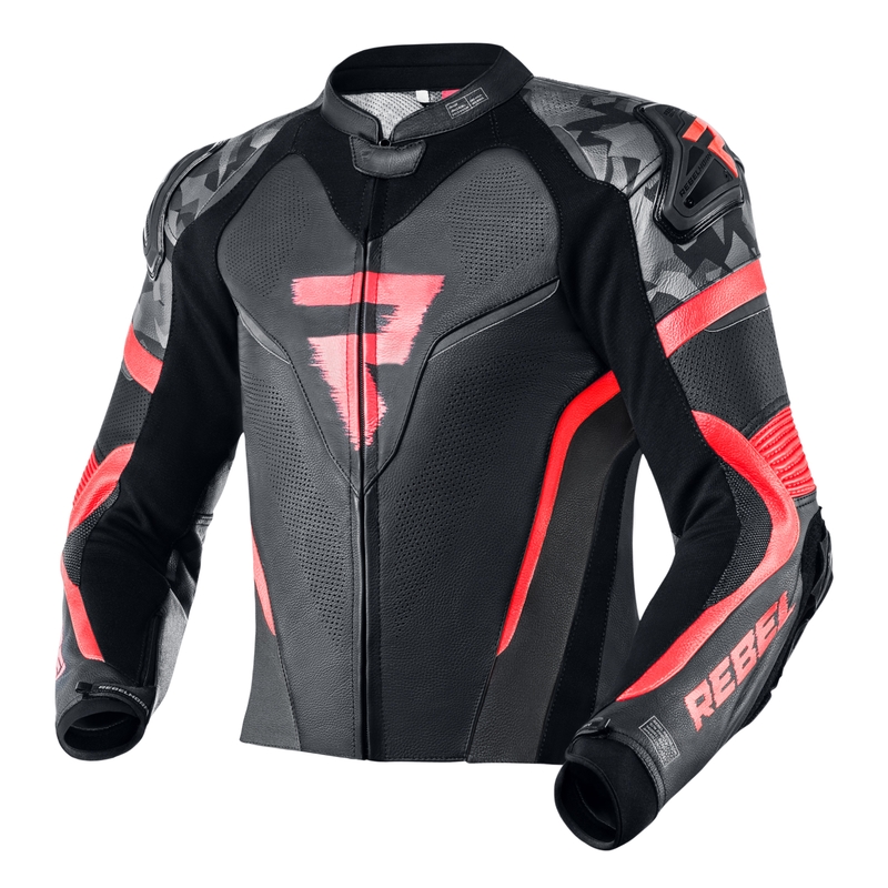 Bunda na motorku Rebelhorn Rebel černo-fluo červená výprodej