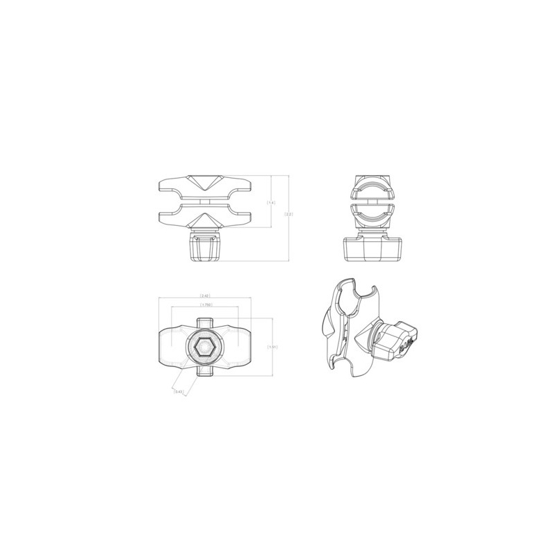 Rameno RAM Mounts pro 1" kulové čepy - 60 mm