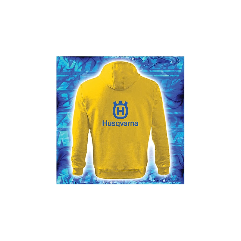 Mikina s motivem Husqvarna žlutá s kapucí výprodej