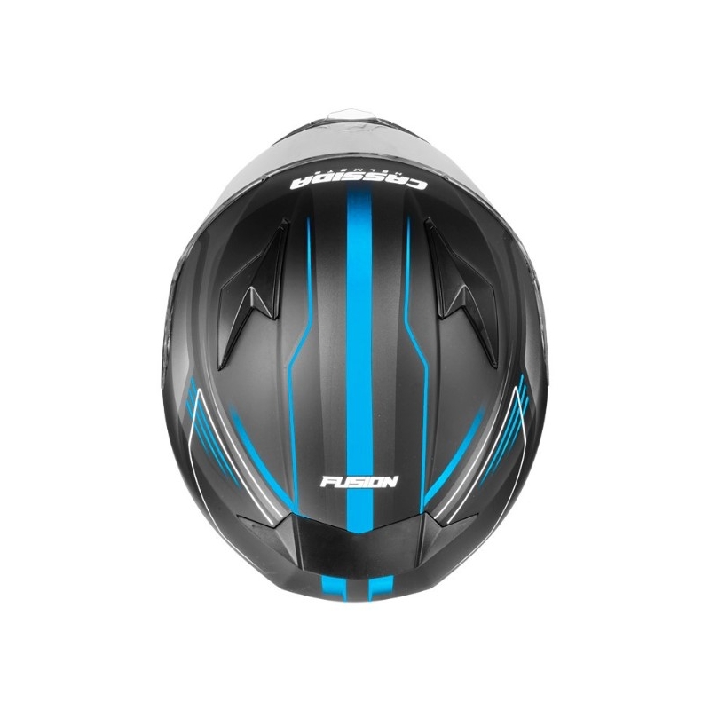 Přilba na motorku Cassida Apex Fusion černo-modrá