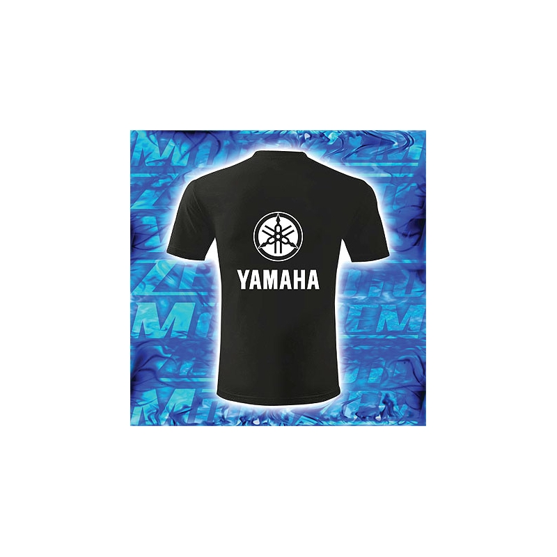 Triko s motivem Yamaha černé s bílým potiskem